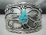 Huge Leaf Vintage Native American Navajo Turquoise Sterling Silver Bracelet-Nativo Arts
