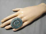 Important Vintage Native American Zuni Needle Turquoise Sterling Silver Ghahate Ring-Nativo Arts