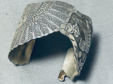 One Of The Most Detailed Vintage Native American Navajo Becenti Eagle Sterling Silver Bracelet-Nativo Arts