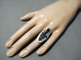 Fascinating Zuni Jet Sterling Silver Blackbird Ring Native American-Nativo Arts