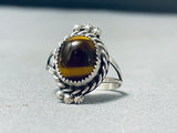 Eye Catching Native American Navajo Tiger Eye Dome Sterling Silver Ring-Nativo Arts