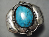 Vivid Museum Vintage Native American Navajo Carico Lake Turquoise Sterling Silver Bracelet Old-Nativo Arts