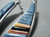 Important Vintage Native American Navajo Chalres Loloma Student Lapis Sterling Silver Earrings-Nativo Arts