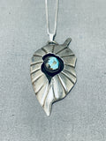 Spectacular Vintage Native American Navajo Pilot Mountain Turquoise Sterling Silver Necklace-Nativo Arts