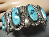 Opulent Vintage Native American Navajo Old Sleeping Beauty Turquoise Sterling Silver Bracelet-Nativo Arts