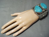 Dynamic Navajo Kingman Turquoise Sterling Silver Bracelet Native American-Nativo Arts