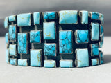 One Of The Best Native American Navajo Squared Spiderweb Turquoise Sterling Silver Bracelet-Nativo Arts