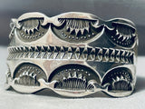 128 Gram Into The Deep Stamp Vintage Native American Navajo Sterling Silver Bracelet-Nativo Arts