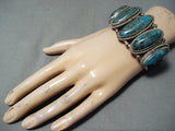 George Begay Vintage Native American Navajo Morenci Turquoise Sterling Silver Bracelet-Nativo Arts