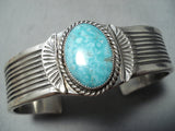 Spectacular Vintage Native American Navajo Old Kingman Turquoise Sterling Silver Bracelet-Nativo Arts