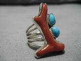 Fabulous Vintage Zuni Native American Easter Blue Turquoise Sterling Silver Ring-Nativo Arts