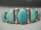 Native American Quality Graduating Turquoise Sterling Silver Bracelet Old-Nativo Arts