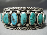 Stunning Vintage Navajo Blue & Green Turquoise Sterling Silver Bracelet Native American-Nativo Arts