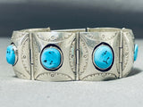 One Of The Best Vintage Native American Navajo Link Sterling Silver Turquoise Bracelet-Nativo Arts