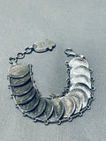 Unique Native American Navajo Blue Diamond Turquoise & Mercury Dime Sterling Silver Bracelet-Nativo Arts