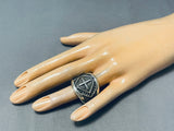 Heavy 4 Directions Vintage Native American Navajo Sterling Silver Yazzie Ring-Nativo Arts