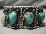 Important Vintage Native American Navajo Art Acoya Turquoise Sterling Silver Bracelet Old-Nativo Arts