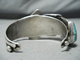 Chunky Vintage Native American Navajo Basalt Turquoise Sterling Silver Bracelet-Nativo Arts