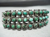 Early 1900's Vintage Native American Navajo Snake Eyes Turquoise Sterling Silver Bracelet-Nativo Arts