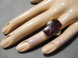 Important Native American Navajo Purple Spiny Oyster Sterling Silver Ring-Nativo Arts