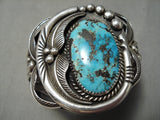 Museum Quality Vintage Native American Navajo Huge Bisbee Turquoise Sterling Silver Bracelet Old-Nativo Arts