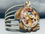 One Of The Best Ever Vintage Native American Zuni Turtle Turquoise Sterling Silver Bracelet Cuff-Nativo Arts