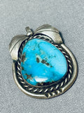 Beautiful Vintage Native American Navajo Morenci Turquoise Sterling Silver Pendant-Nativo Arts