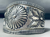Rare 75 Grams Native American Navajo Sterling Silver Stamped Bracelet-Nativo Arts