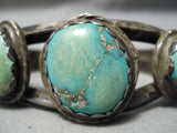 Thick Sturdy Vintage Native American Navajo Green Turquoise Sterling Silver Bracelet Old-Nativo Arts