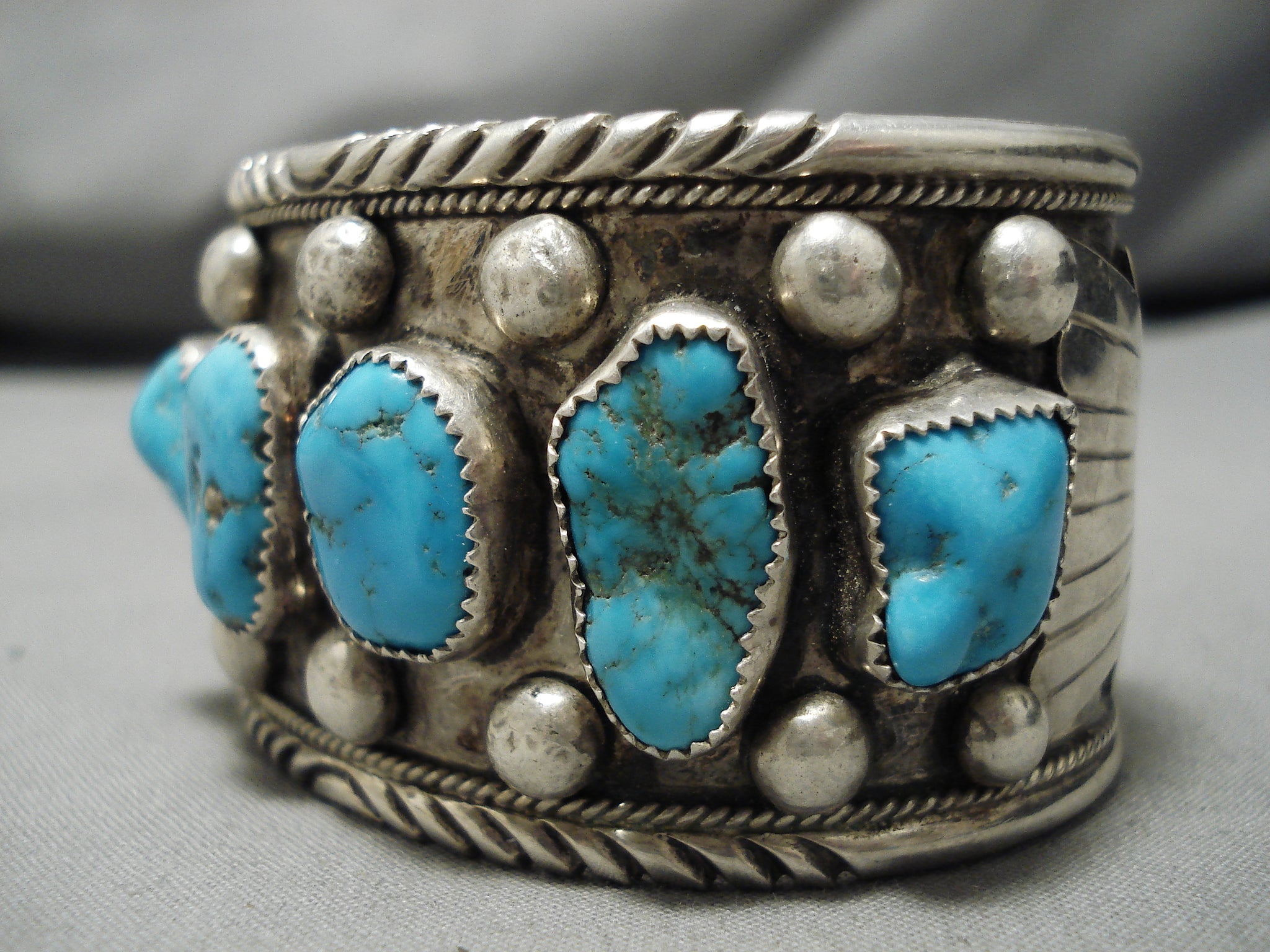 Huge Vintage Native American Navajo Pat Yazzie Turquoise Sterling