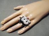 Detailed Intricate Native American Coral Betty Boop Sterling Silver Ring-Nativo Arts