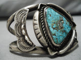 Vintage Native American Navajo Triangular Spiderweb Turquoise Sterling Silver Bracelet-Nativo Arts