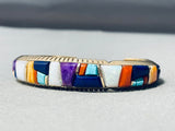 14k Gold Vintage Native American Navajo Rob Yellowhorse Inlay Turquoise Bracelet-Nativo Arts