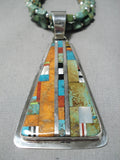 Native American Important Dan Coriz Santo Domingo Royston Turquoise Sterling Silver Necklace-Nativo Arts