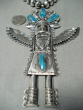 One Of Biggest Ever Native American Navajo Turquoise Sterling Silver Kachina Necklace-Nativo Arts
