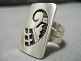 Magnificent Vintage Hopi Native American Geomtric Wave Sterling Silver Ring-Nativo Arts