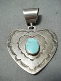 Exquisite Vintage Native American Navajo Turquoise Sterling Silver Heart Pendant Old-Nativo Arts