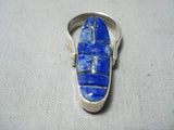 Flip Around 2 Sided Vintage Native American Navajo Grene Turquoise Lapis Sterling Silver Ring-Nativo Arts