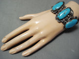 Majestic Vintage Native American Navajo Blue Diamond Turquoise Sterling Silver Bracelet-Nativo Arts