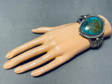 Phenomenal Vintage Native American Navajo Pilot Mountain Turquoise Sterling Silver Bracelet-Nativo Arts