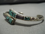 Rare Vintage Navajo Turquoise Sterling Silver Native American Bracelet Old-Nativo Arts