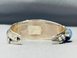 One Of The Most Unique Vintage Native American Navajo Turquoise Lapis Sterling Silver Bracelet-Nativo Arts
