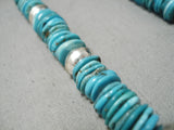 Splendid Vintage Native American Navajo Disced Turquoise Sterling Silver Bead Necklace-Nativo Arts