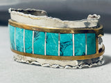 One Of The Most Unique Ever Vintage Native American Navajo Turquoise Sterling Silver Bracelet-Nativo Arts