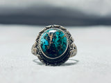 Exceptional Vintage Native American Navajo Turquoise Sterling Silver Ring Signed H. Smith-Nativo Arts