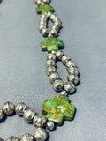 Green Cross Stones Vintage Native American Navajo Sterling Silver Necklace-Nativo Arts