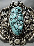 Quality!! Vintage Native American Navajo Turquoise Leaves Sterling Silver Bracelet Old-Nativo Arts