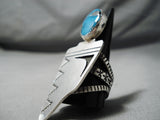 Fantastic Vintage Native American Navajo Bisbee Turquoise Sterling Silver Ring Old-Nativo Arts