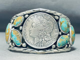 Superior Vintage San Felipe Signed Royston Turquoise Silver Dollar Bracelet-Nativo Arts