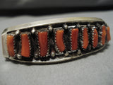 Vintage Native American Navajo Bracelet- Sterling Silver Coral-Nativo Arts